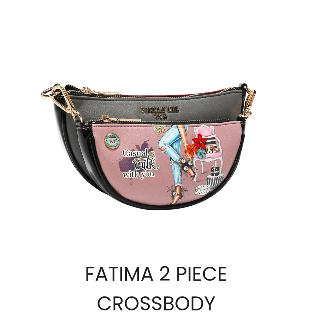 Nicole Lee Fatima 2 Piece Pink and Black Crossbody - Picture 2 of 2